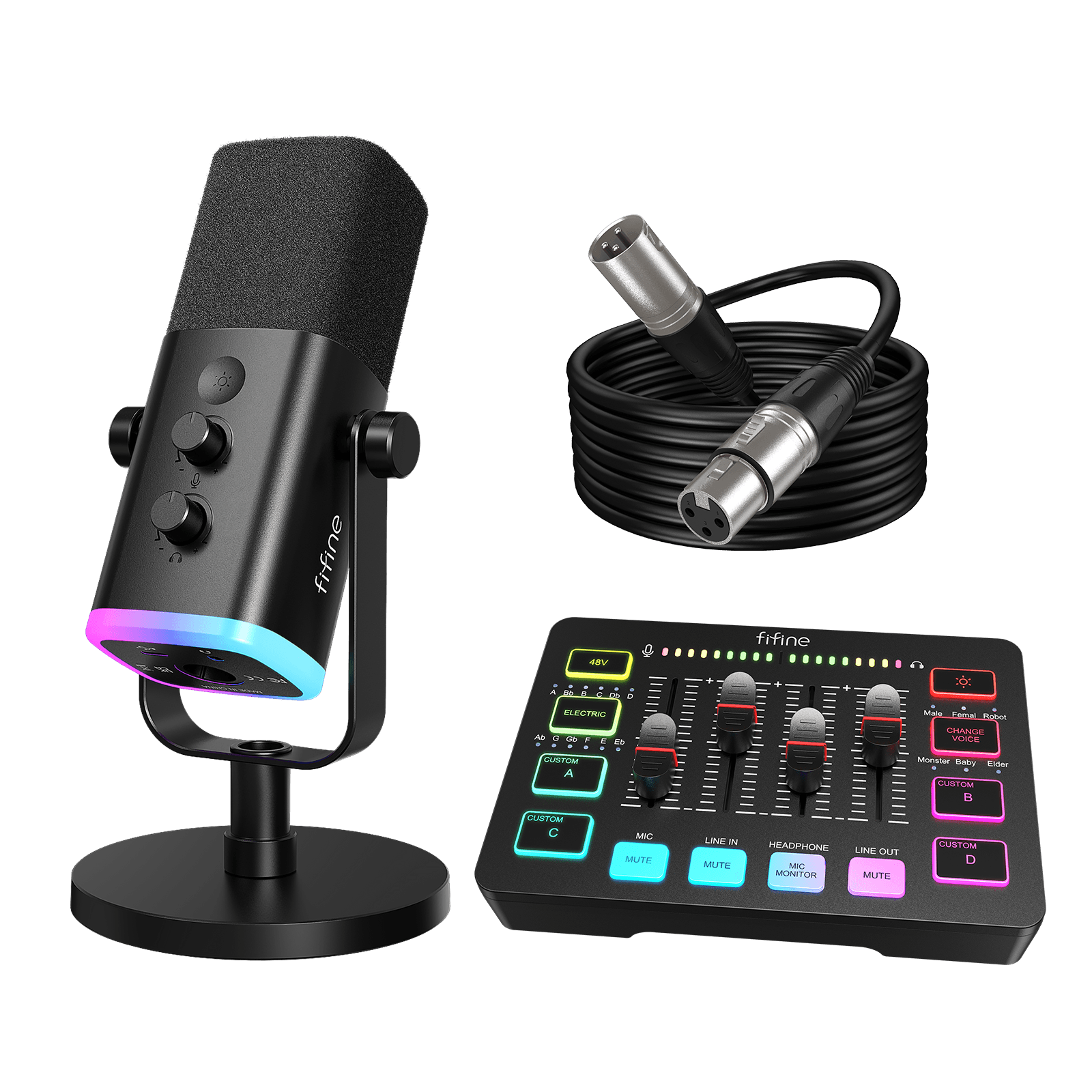 FIFINE AmpliGame KS5 Gaming Equipment Bundle, XLR/USB Microphone Set