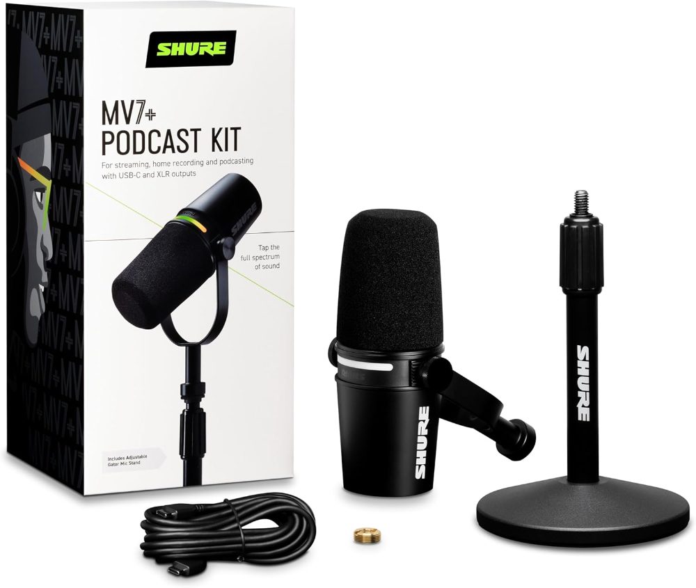 Shure MV7+ Podcast Microphone Bundle