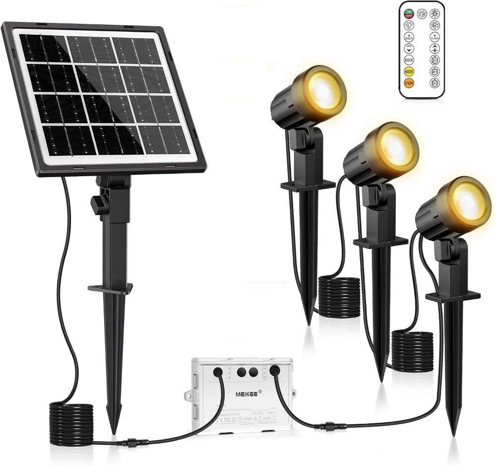 Meikee 3-in-1 Solar Outdoor Garden Spotlight with Remote Control